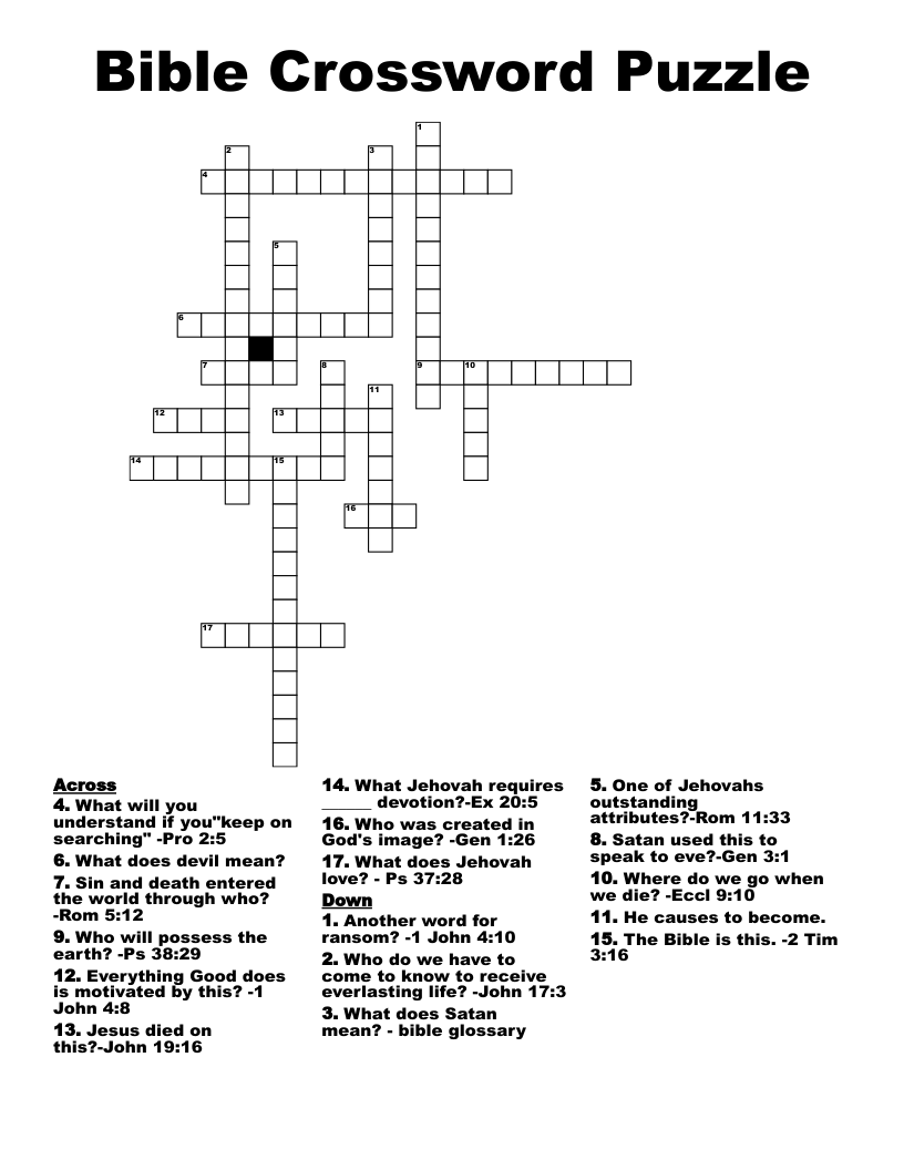 Bible Crossword Puzzle