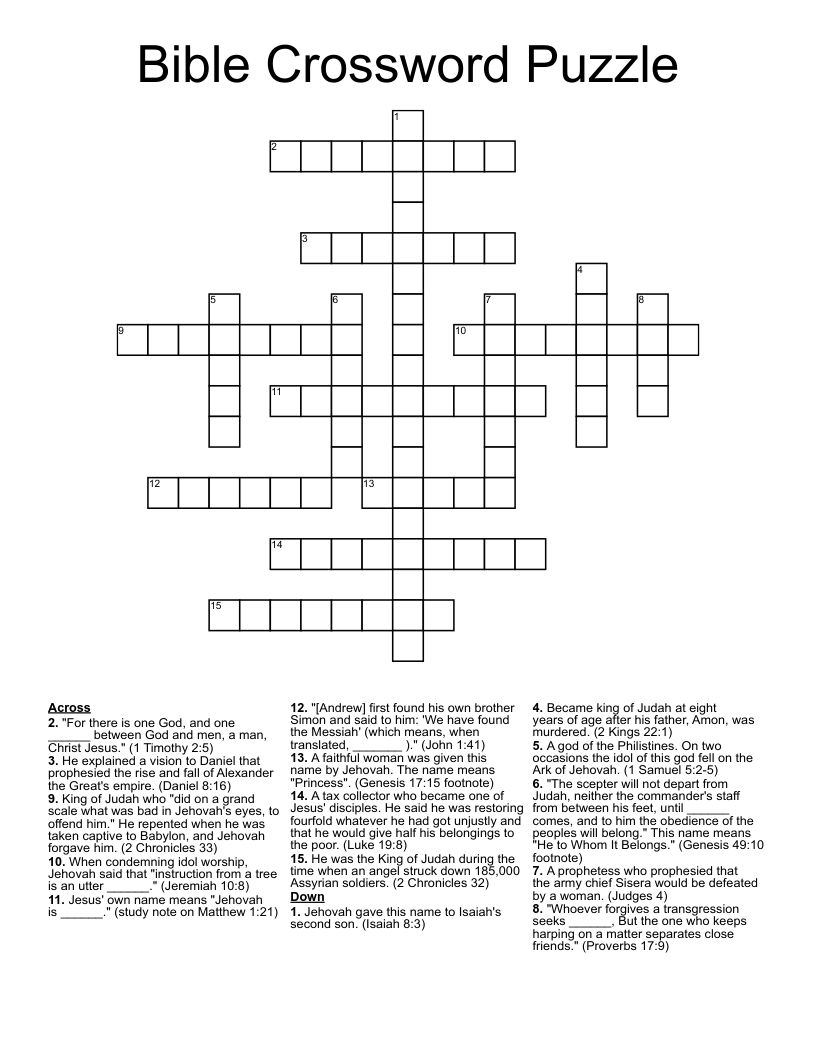 Bible Crossword Puzzle