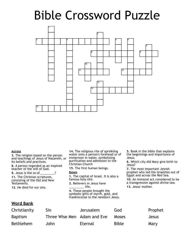 Bible Crossword Puzzle