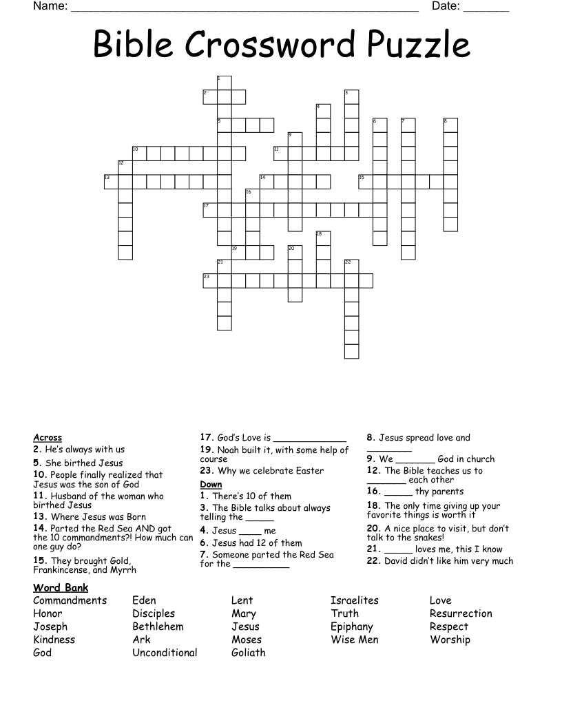 Bible Crossword Puzzle