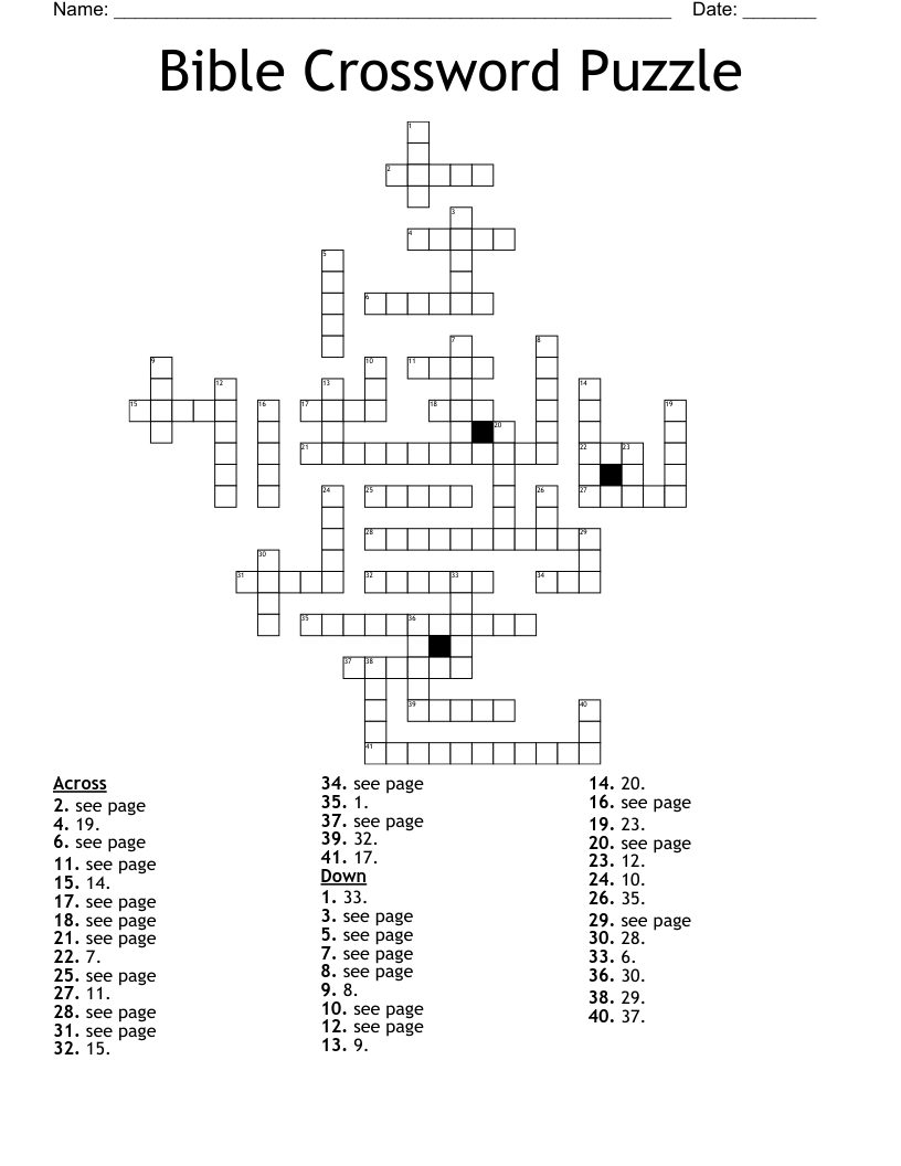 Bible Crossword Puzzle