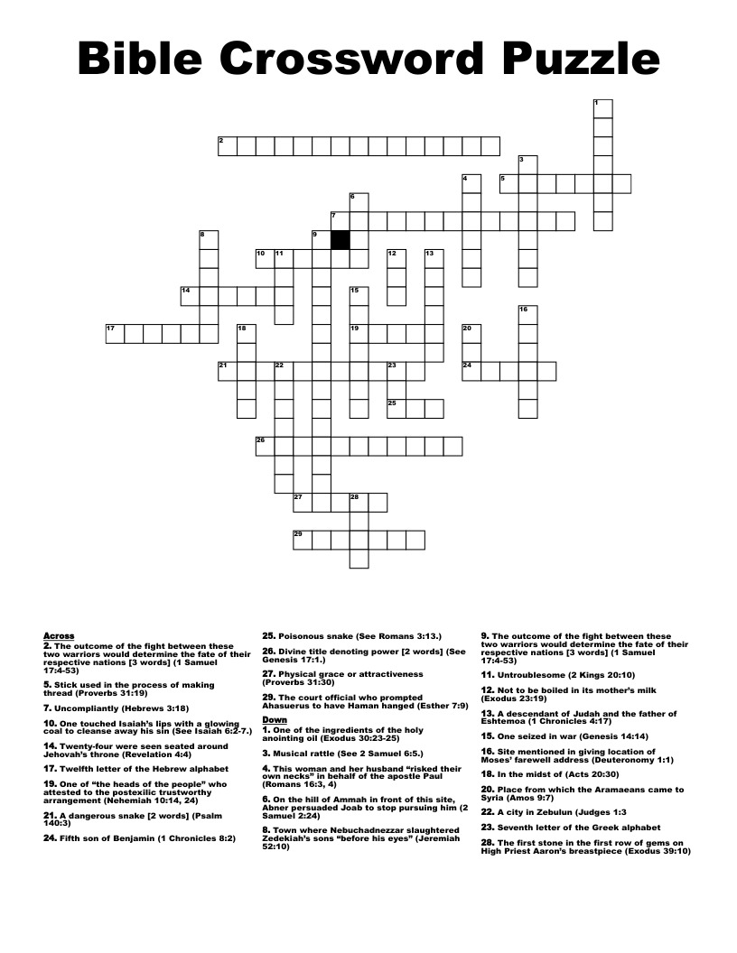 Bible Crossword Puzzle