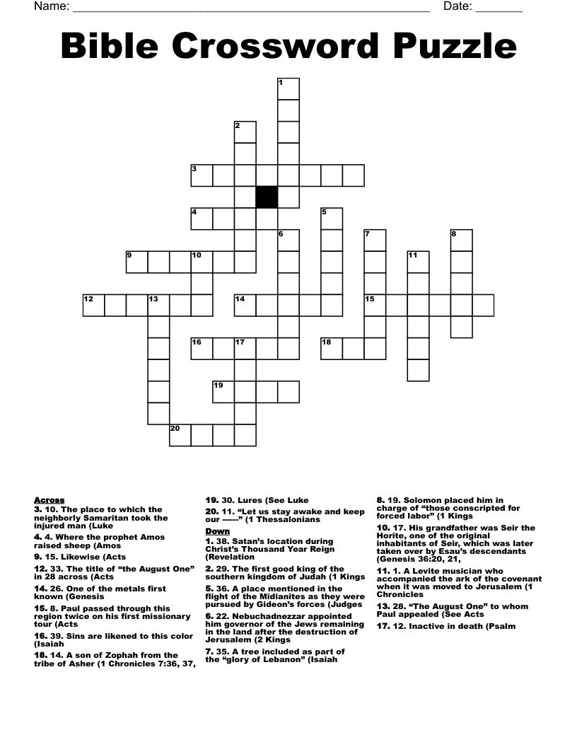 Bible Crossword Puzzle