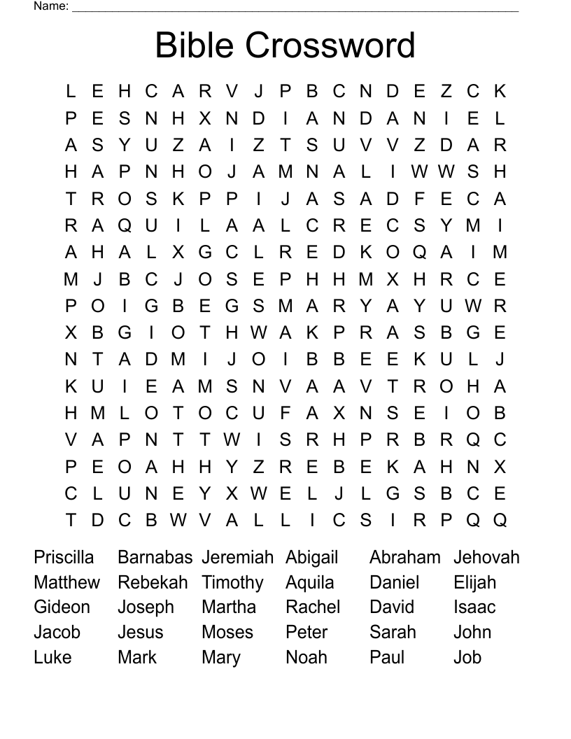 Bible Crossword  Word Search