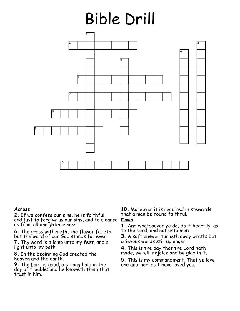 Bible Drill Crossword