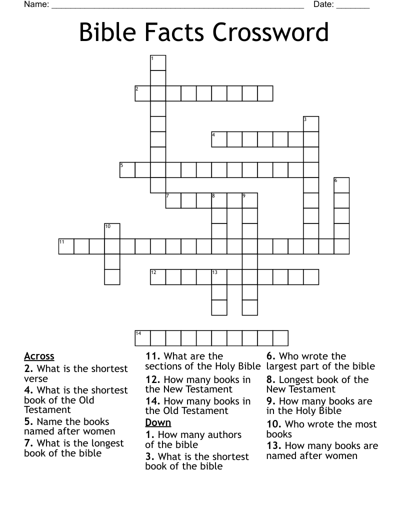 Bible Facts Crossword