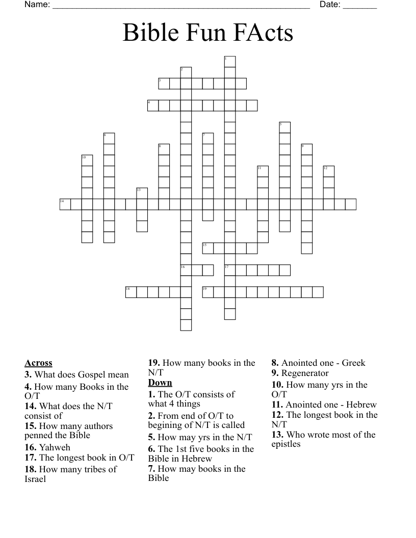 Bible Fun FActs Crossword