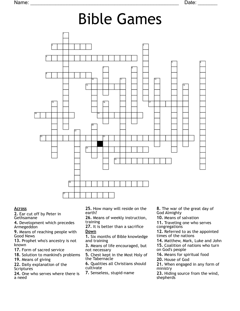 Bible Games Crossword