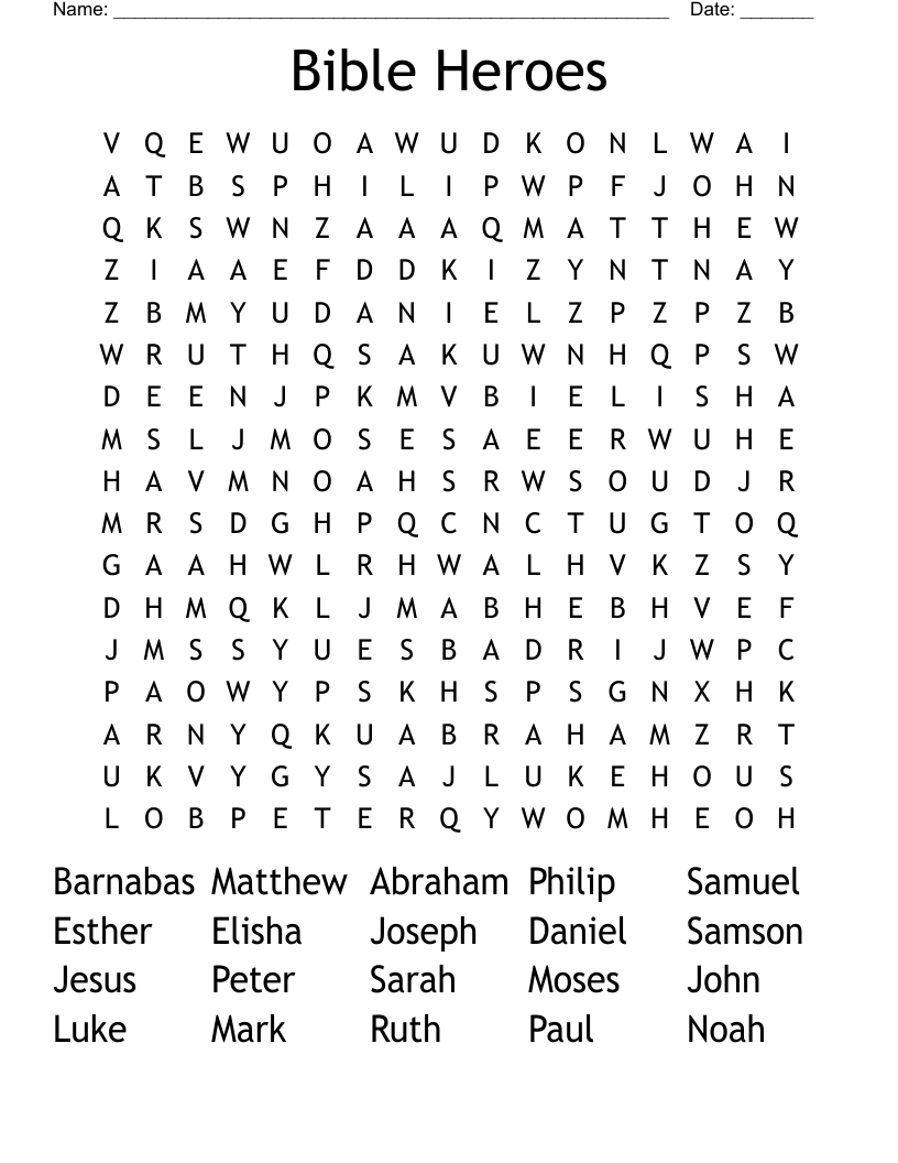 Bible Heroes Word Search