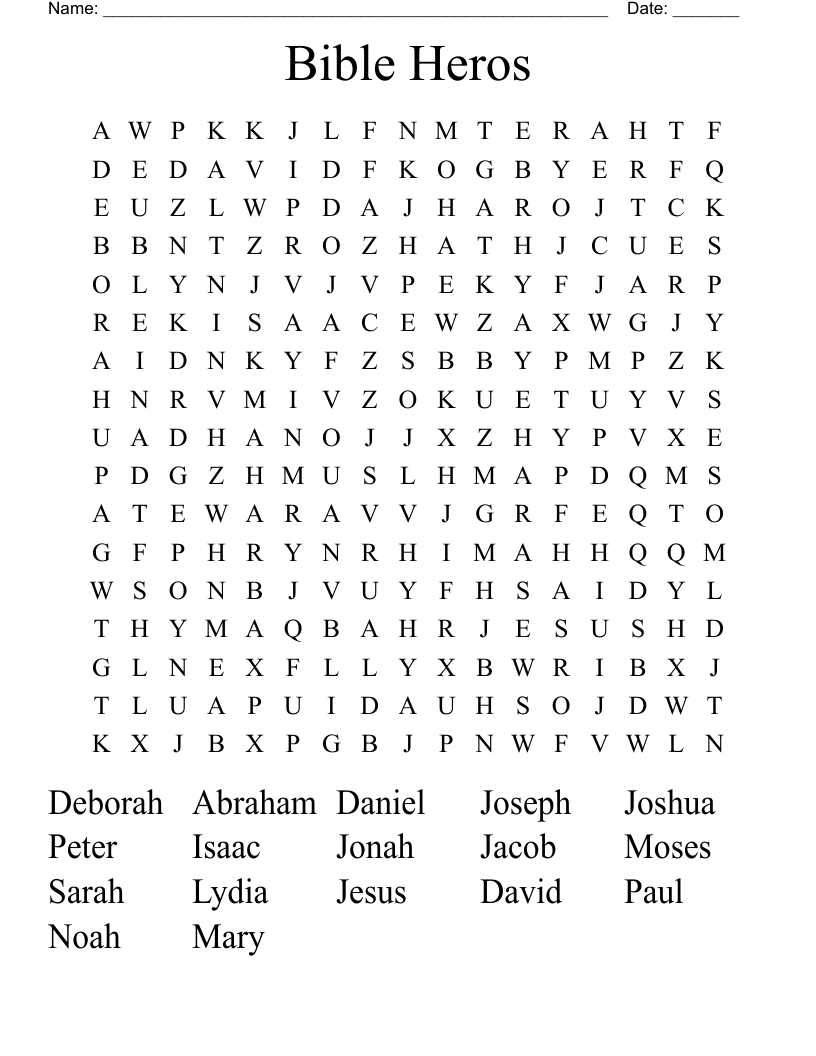 Bible Heros  Word Search