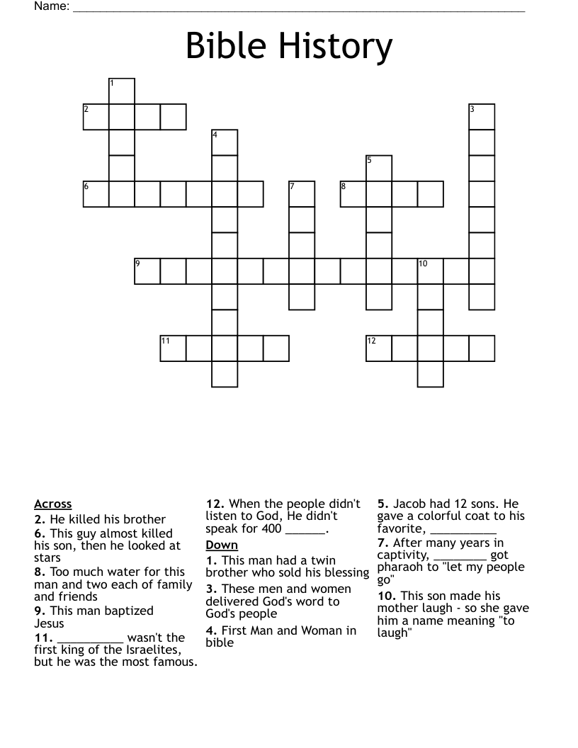 Bible History Crossword