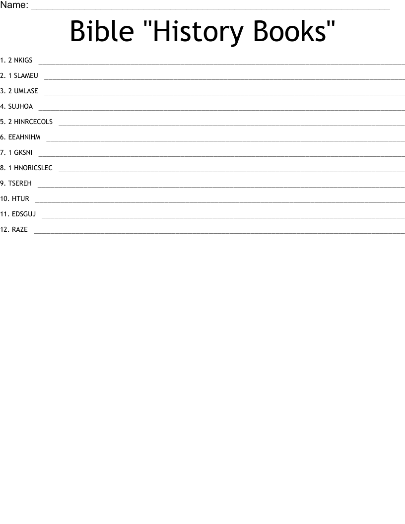 Bible "History Books" Word Scramble