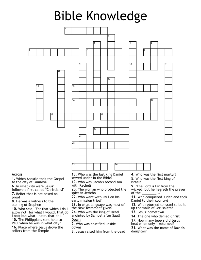 Bible Knowledge Crossword