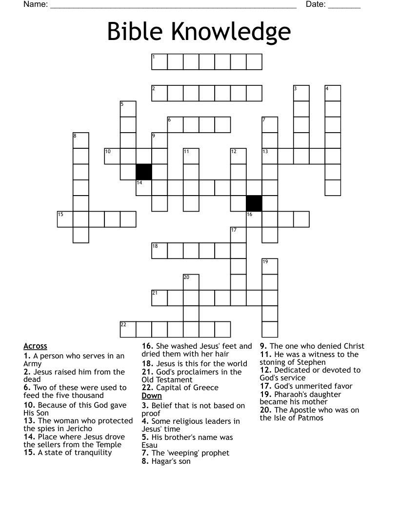 Bible Knowledge Crossword