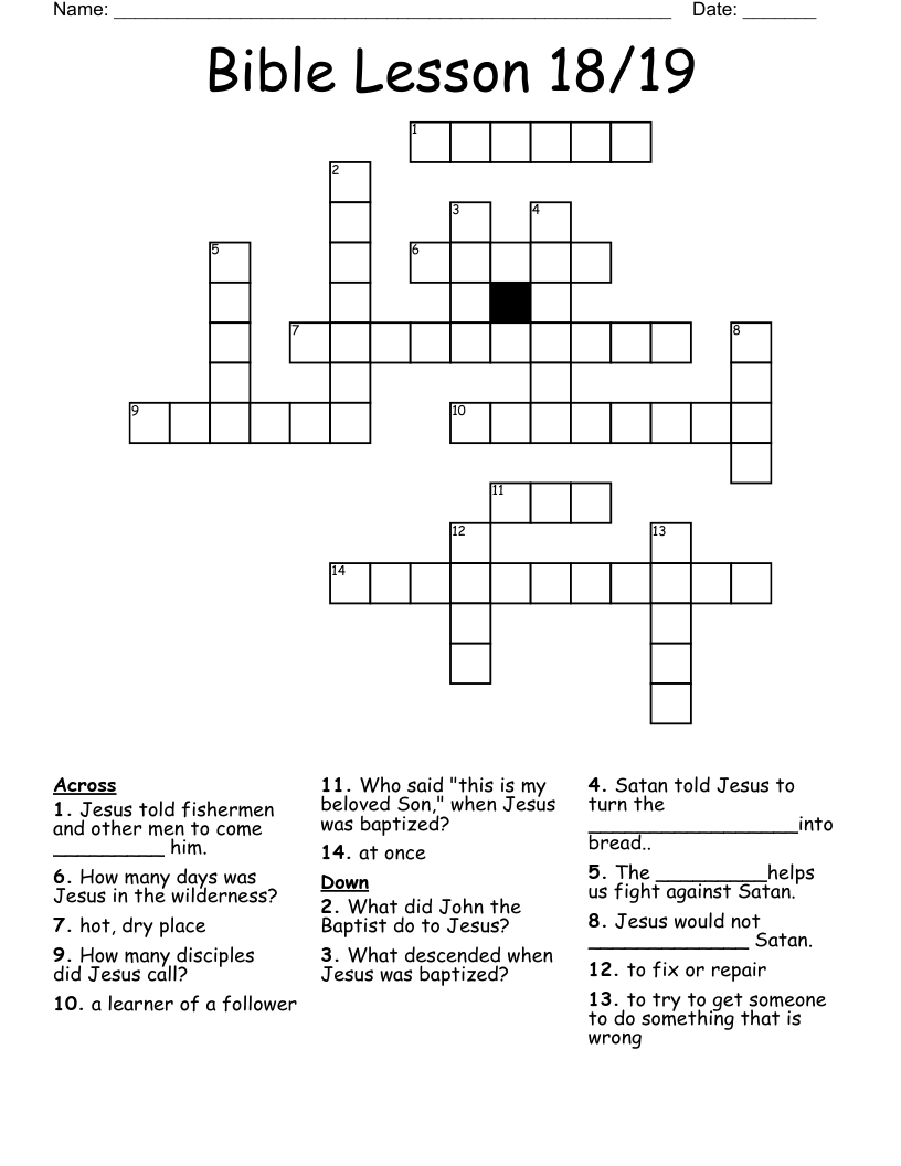 Bible Lesson 18/19 Crossword