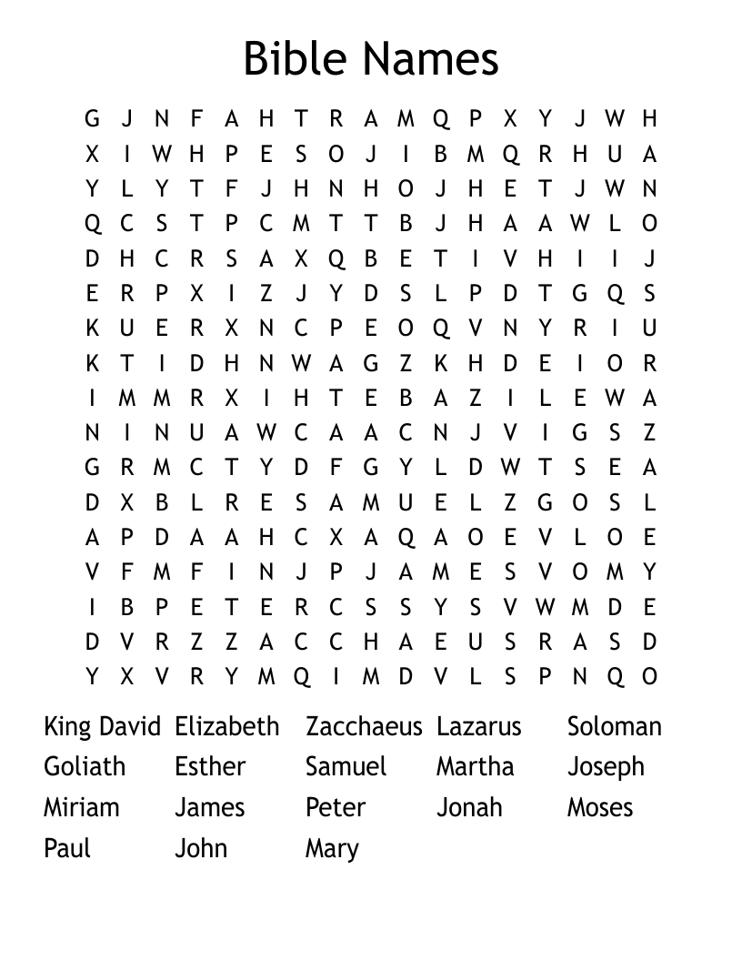 Bible Names Word Search