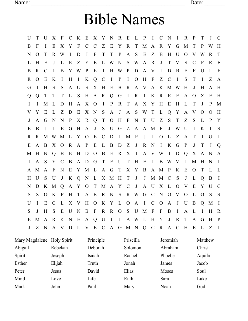 Bible Names Word Search