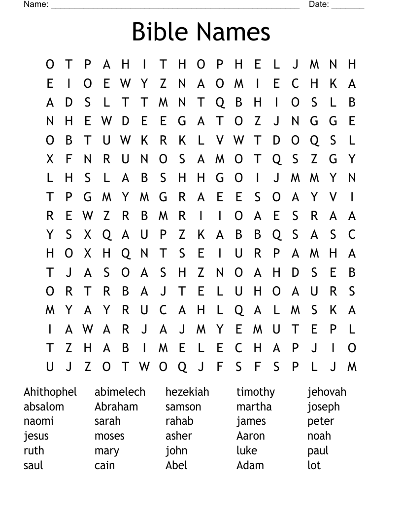 Bible Names Word Search