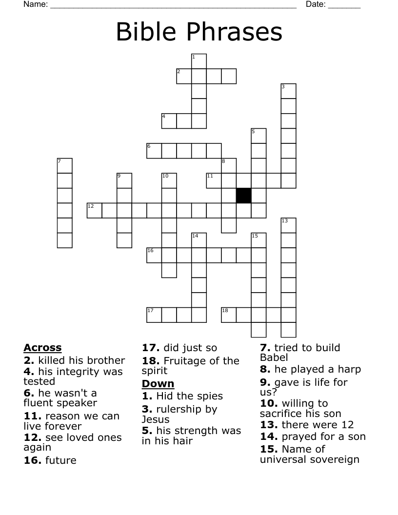 Bible Phrases Crossword