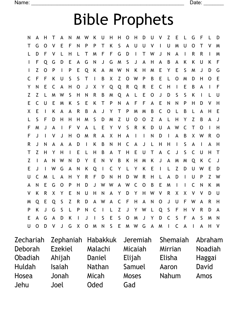 Bible Prophets Word Search