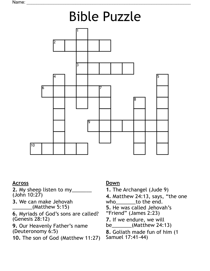 Bible Puzzle Crossword