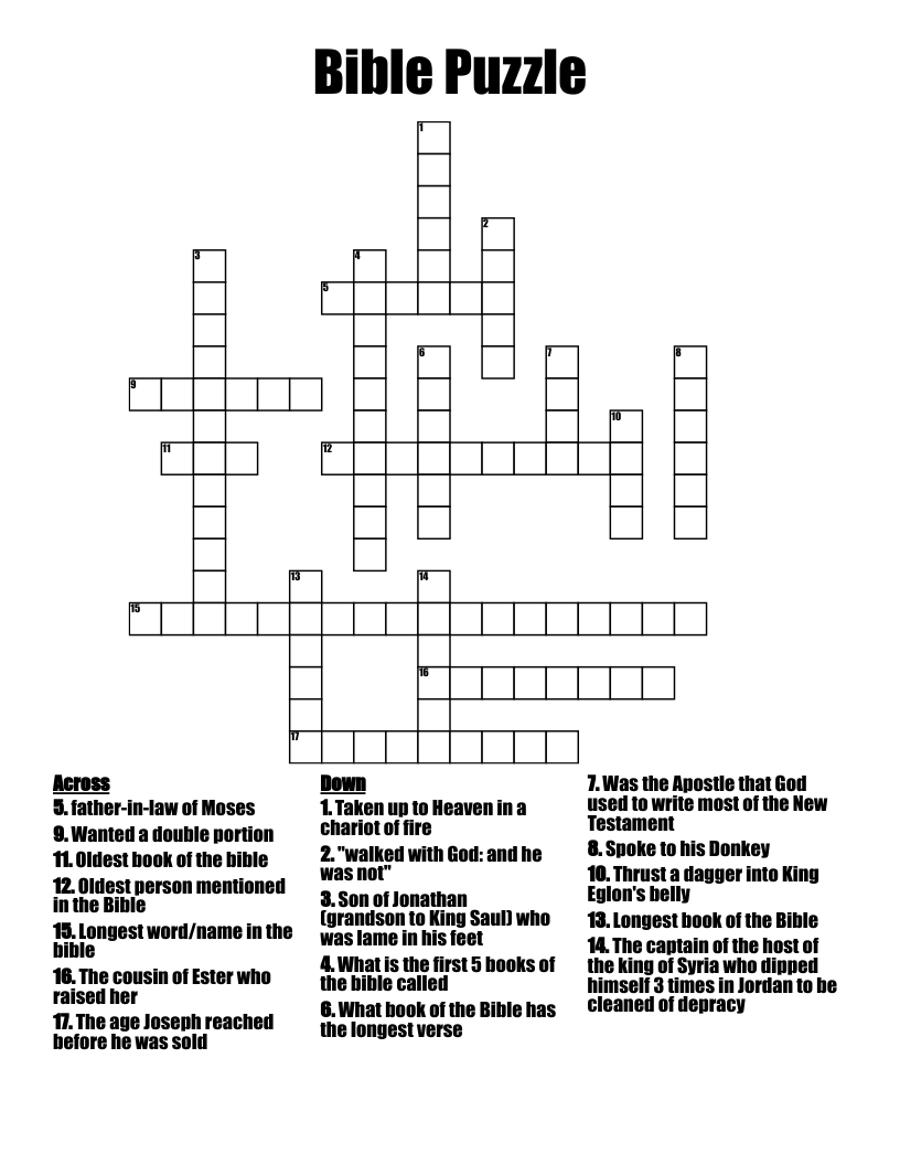 Bible Puzzle Crossword