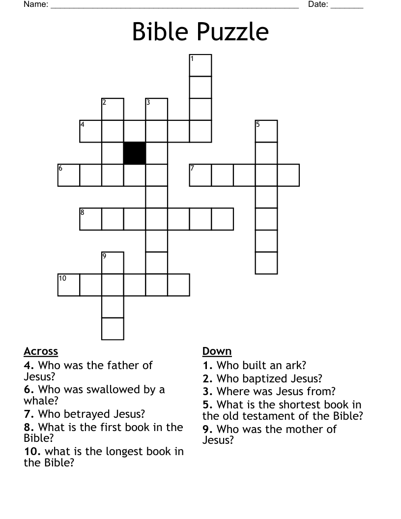 Bible Puzzle Crossword