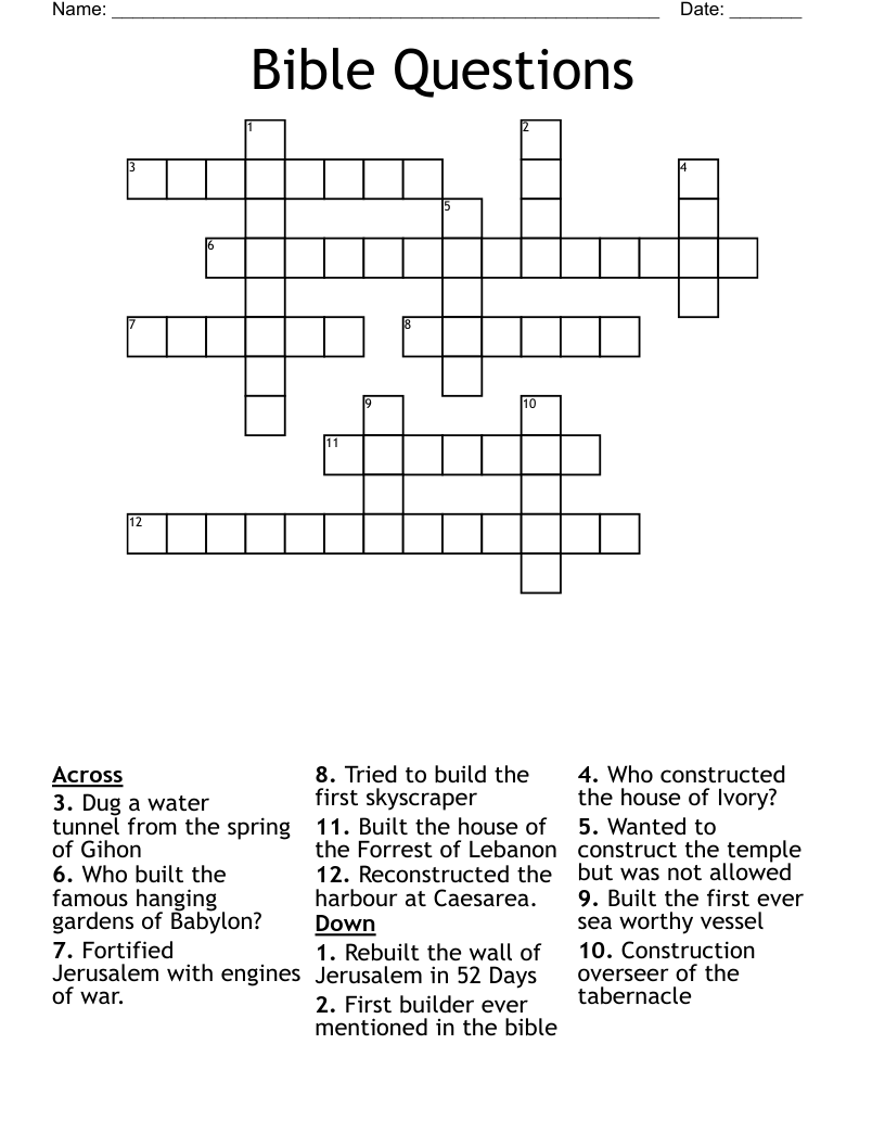 Bible Questions Crossword