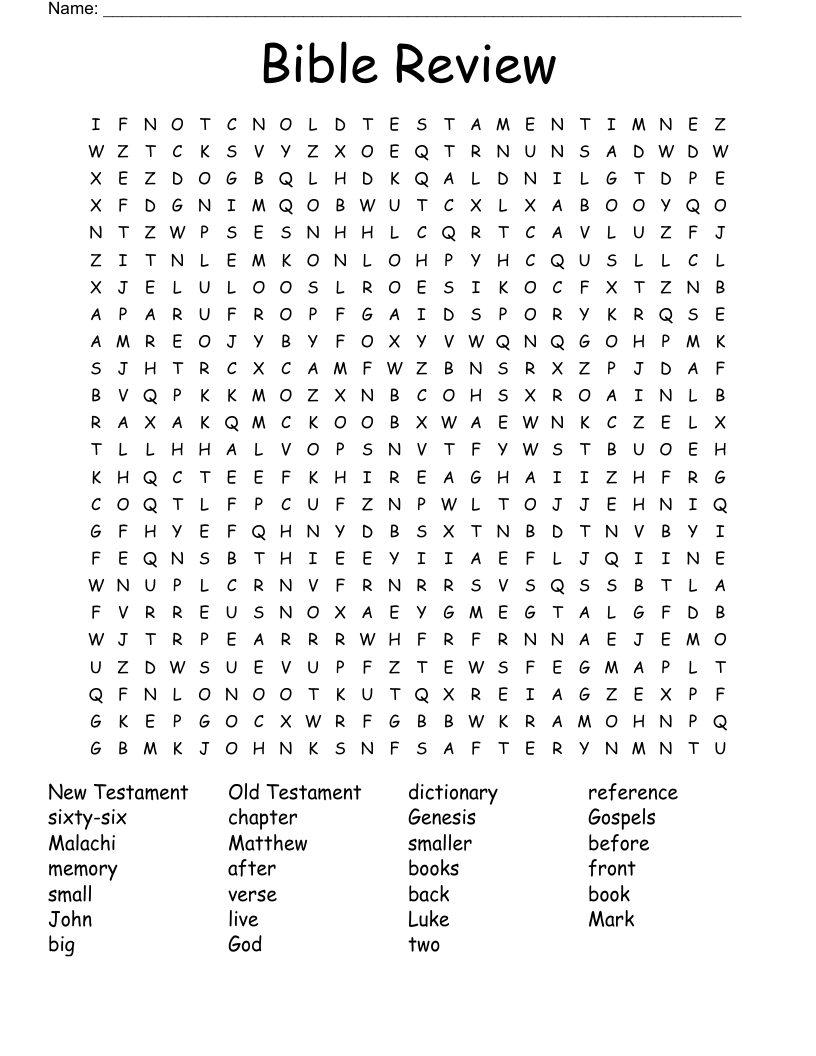 Bible Review Word Search