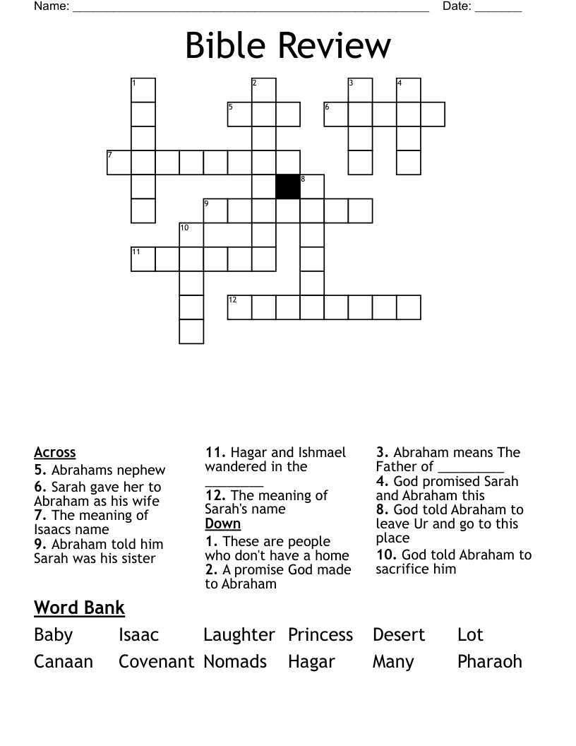 Bible Review Crossword