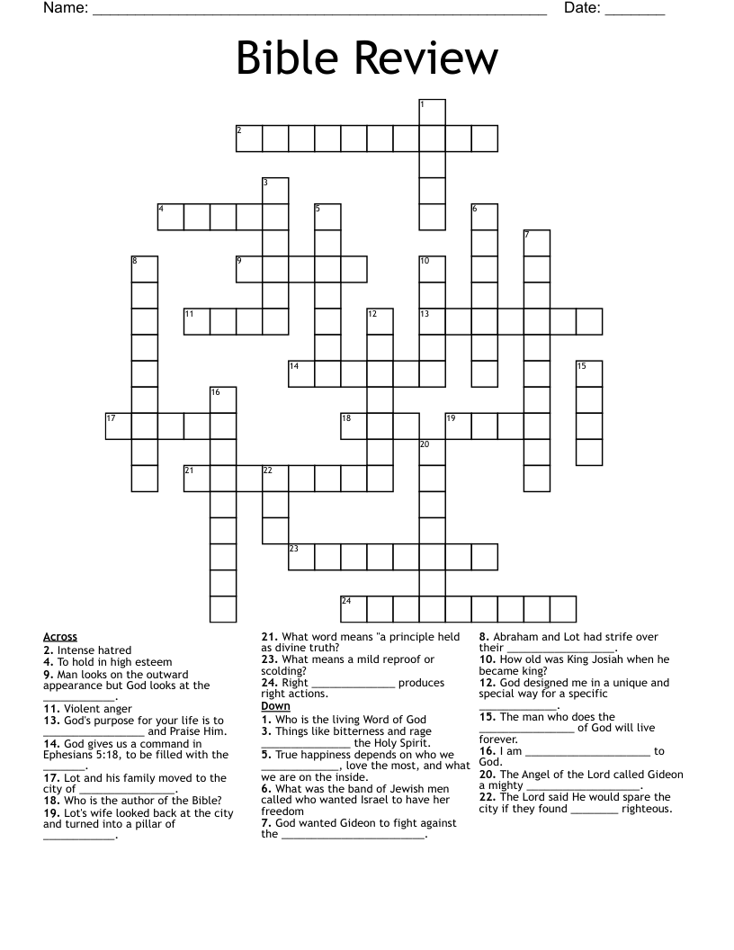 Bible Review  Crossword