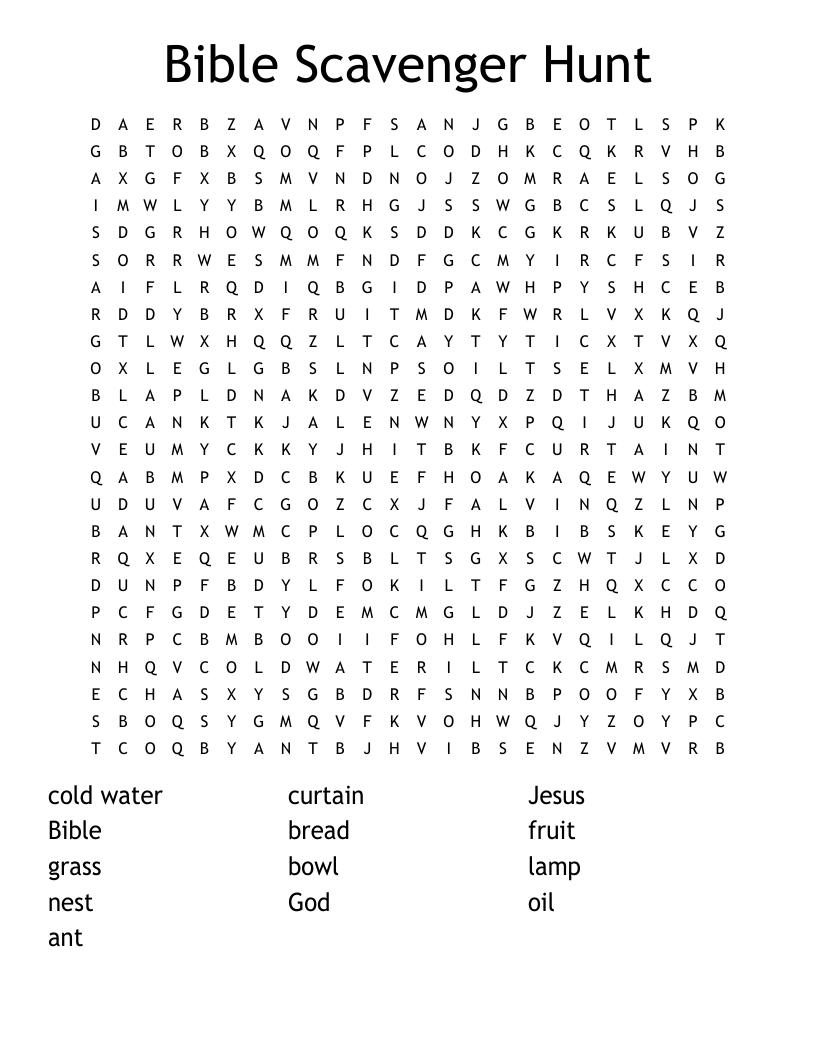 Bible Scavenger Hunt Word Search
