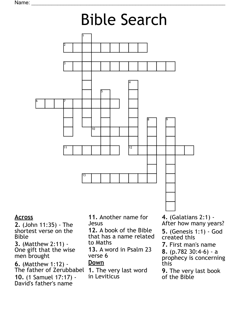 Bible Search Crossword