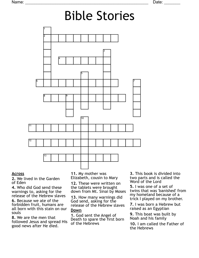 Bible Stories Crossword