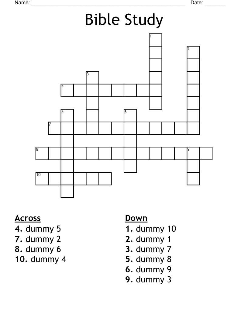 Bible Study Crossword