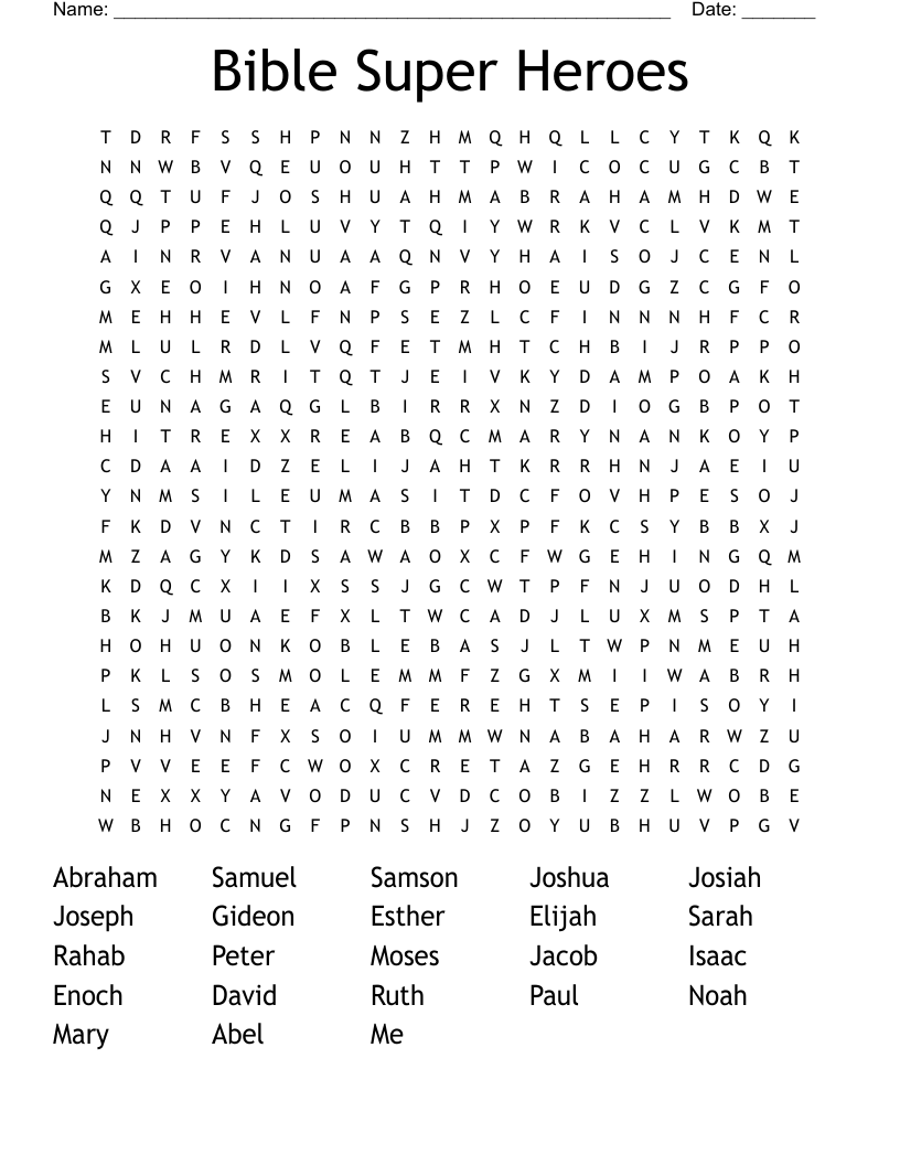 Bible Super Heroes Word Search