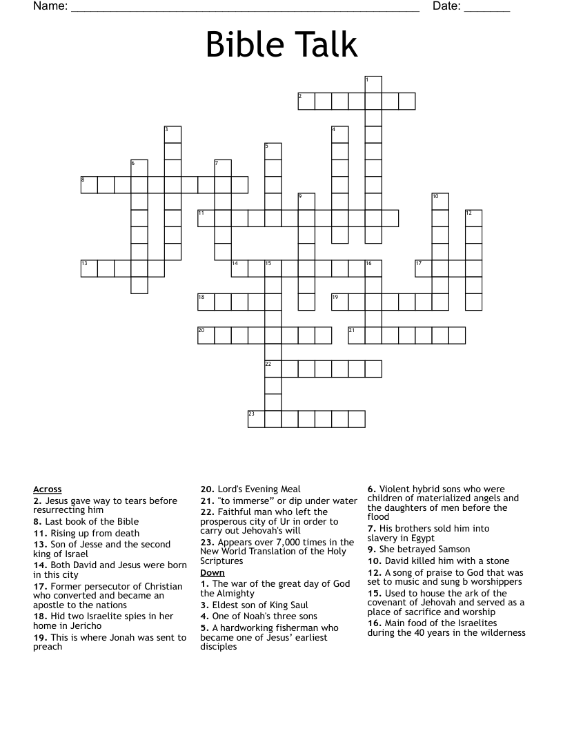 Bible Talk Crossword