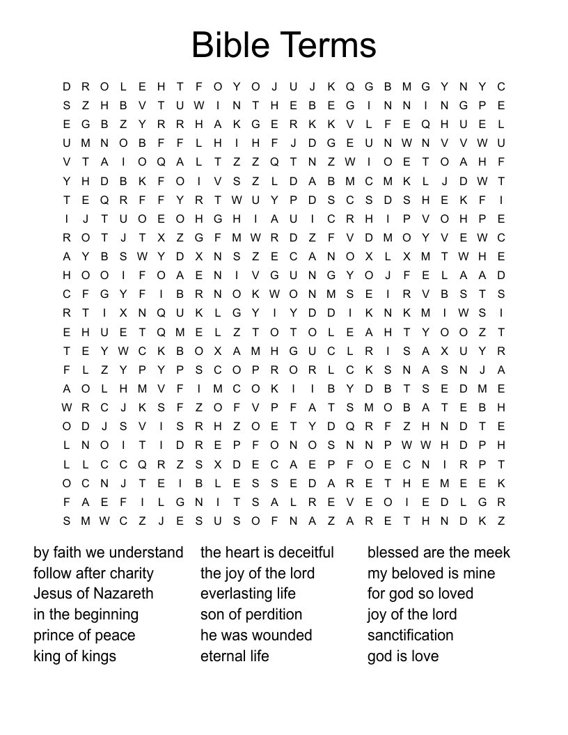 Bible Terms Word Search