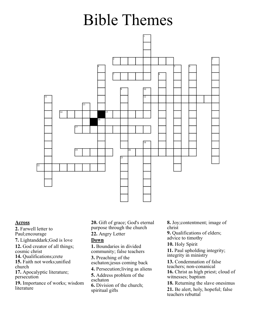 Bible Themes Crossword