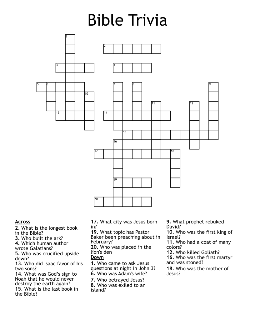 Bible Trivia Crossword