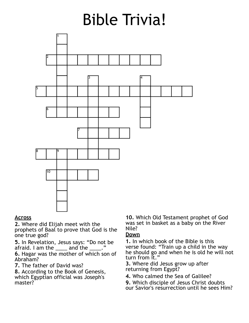 Bible Trivia! Crossword