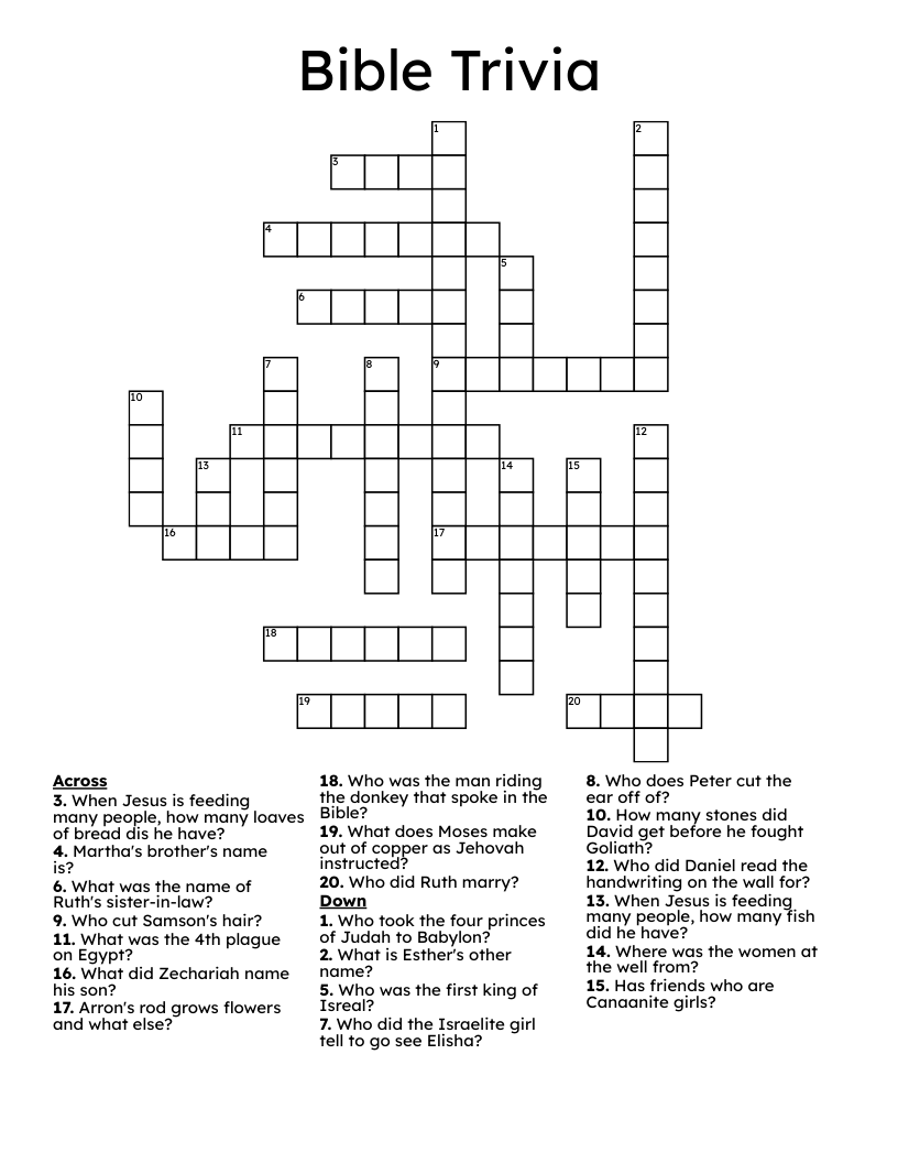 Bible Trivia Crossword