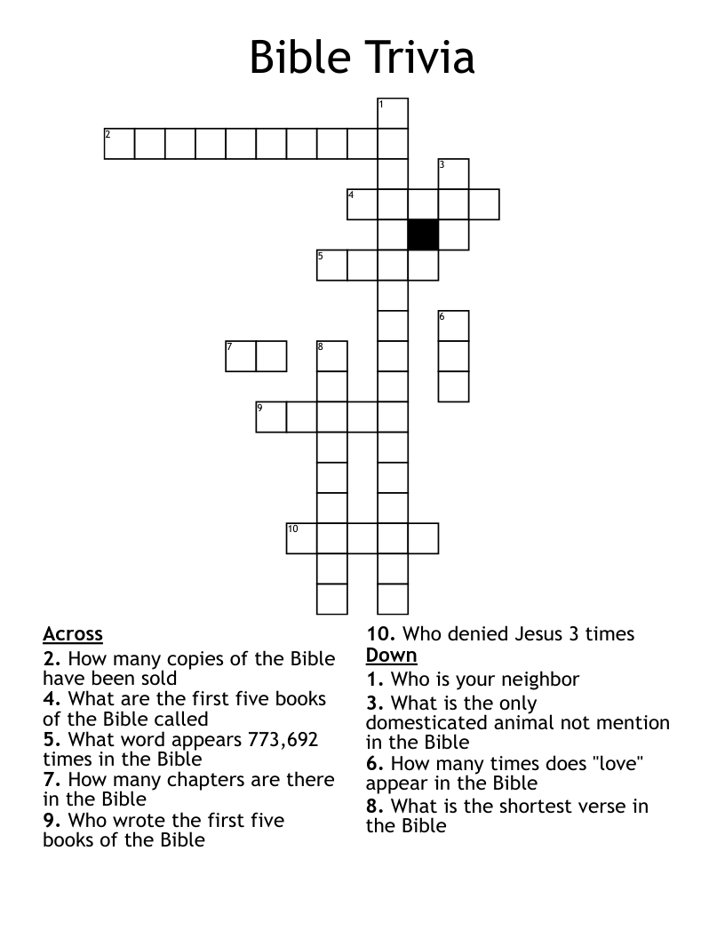 Bible Trivia  Crossword