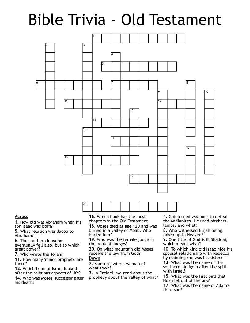 Bible Trivia - Old Testament  Crossword
