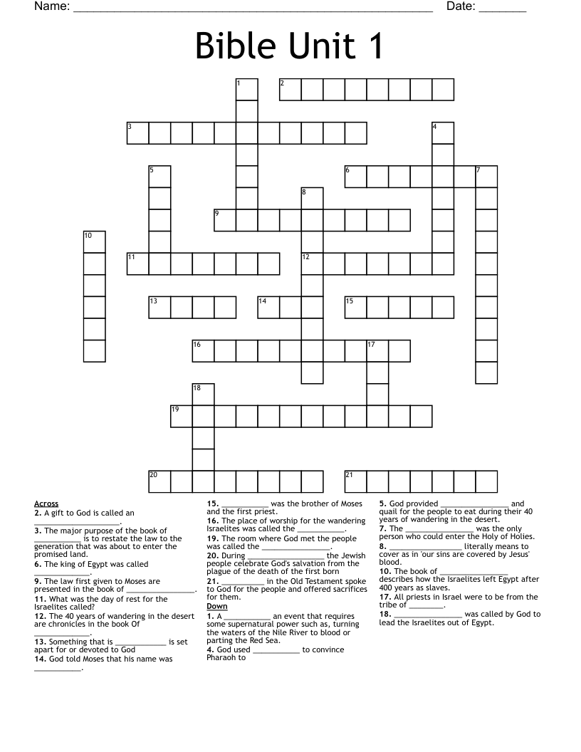 Bible Unit 1 Crossword
