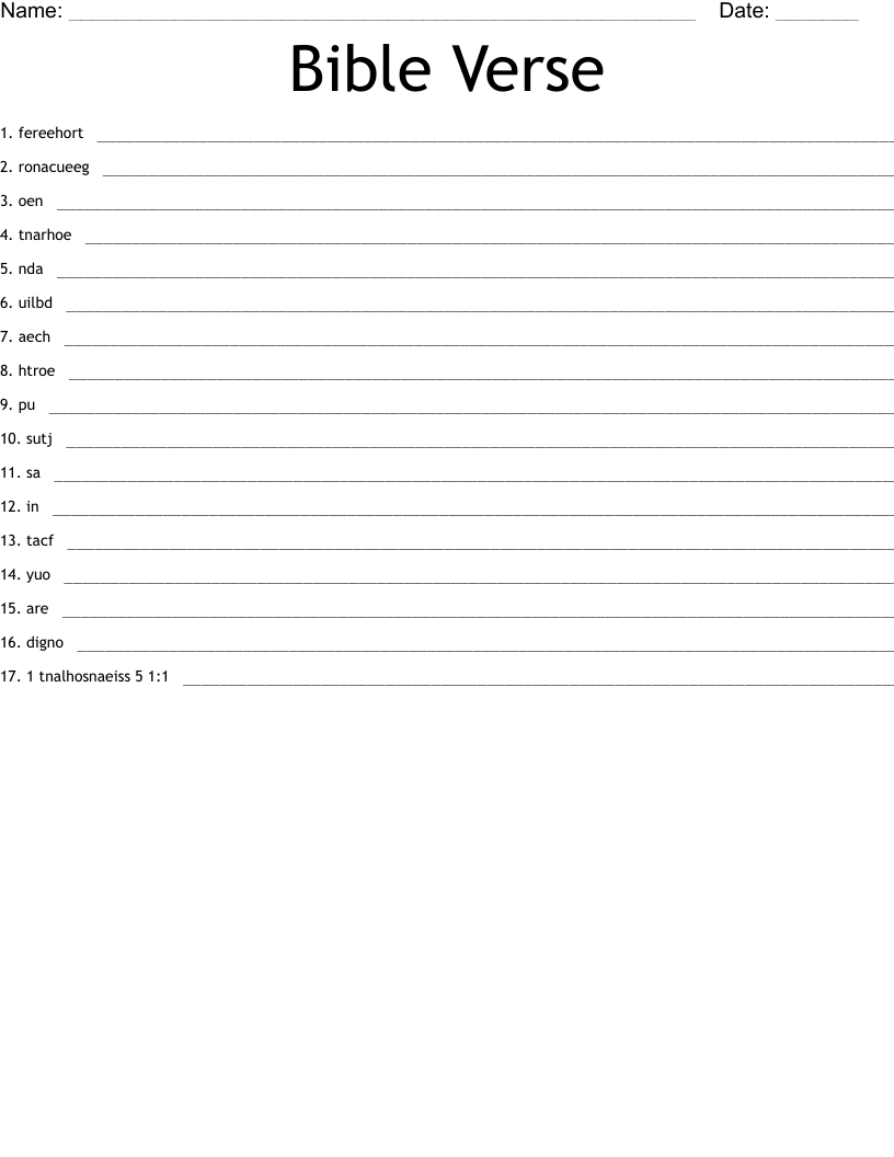 Bible Verse Word Scramble