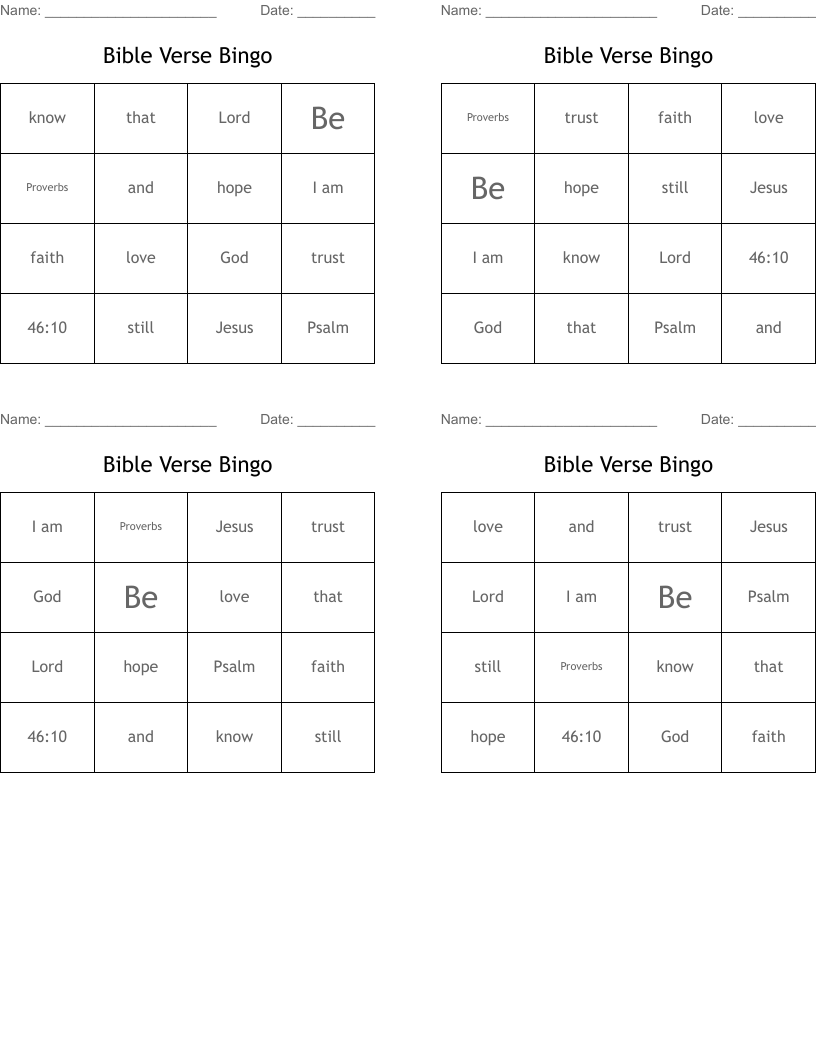 Bible Verse Bingo