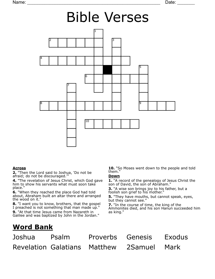 Bible Verses Crossword