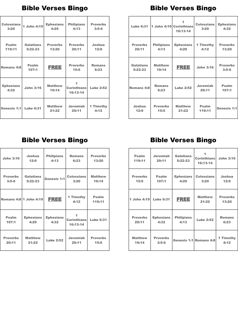 Bible Verses Bingo