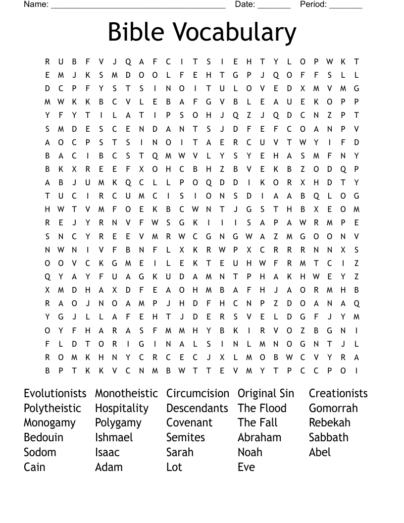 Bible Vocabulary  Word Search